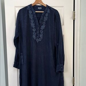Chic Connections Cc Blue Embroidered Tunic